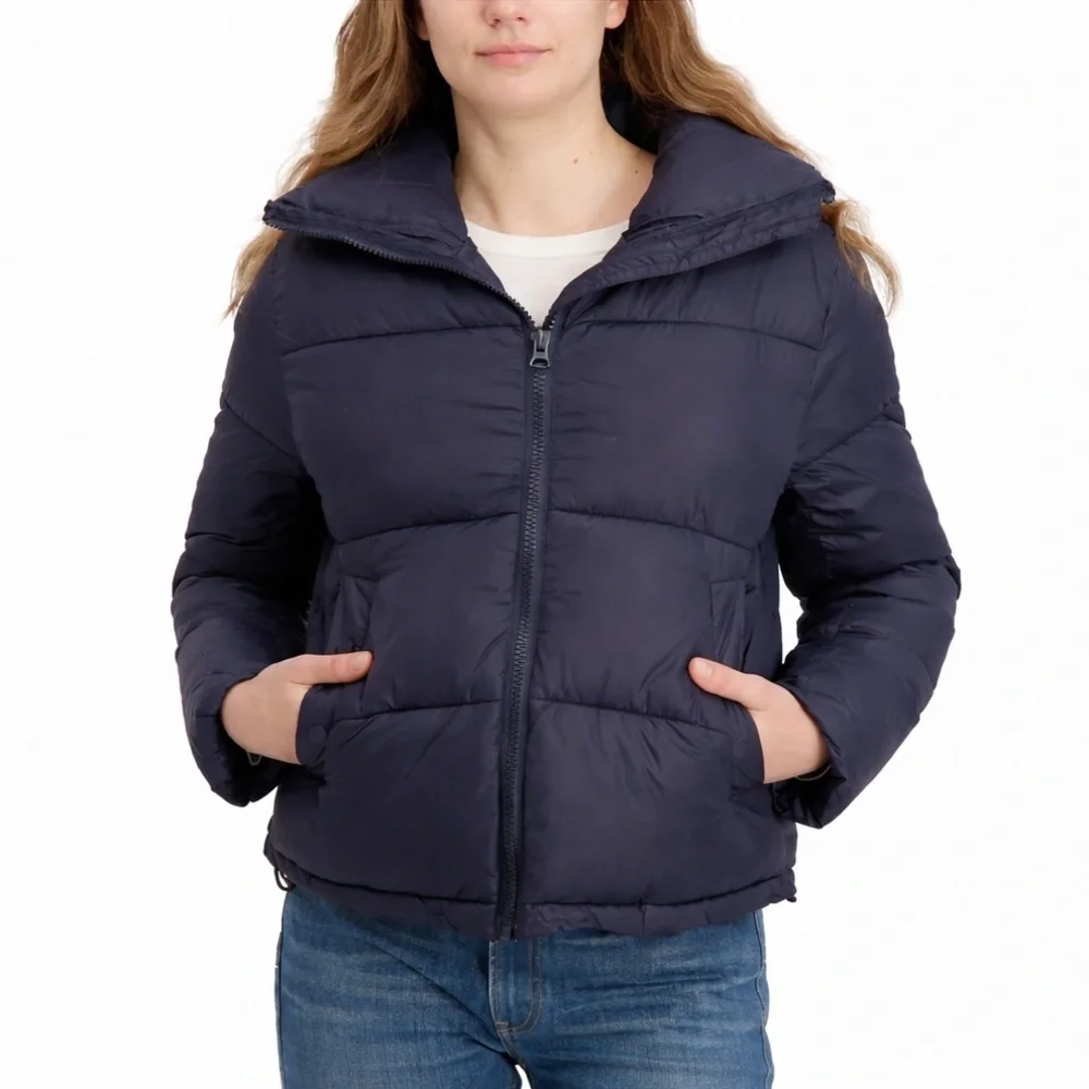 HUDSON HIGH NECK PUFFER JACKET SIZE LARGE NAVY BLUE NWT